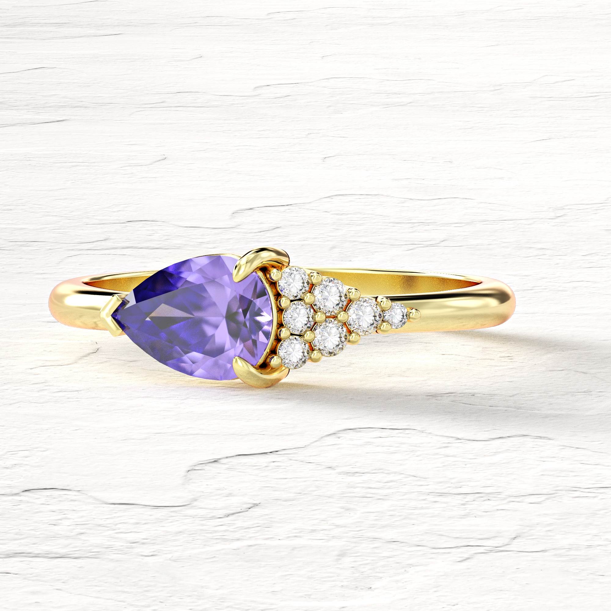 Scoop ring - tanzanite and diamond ring