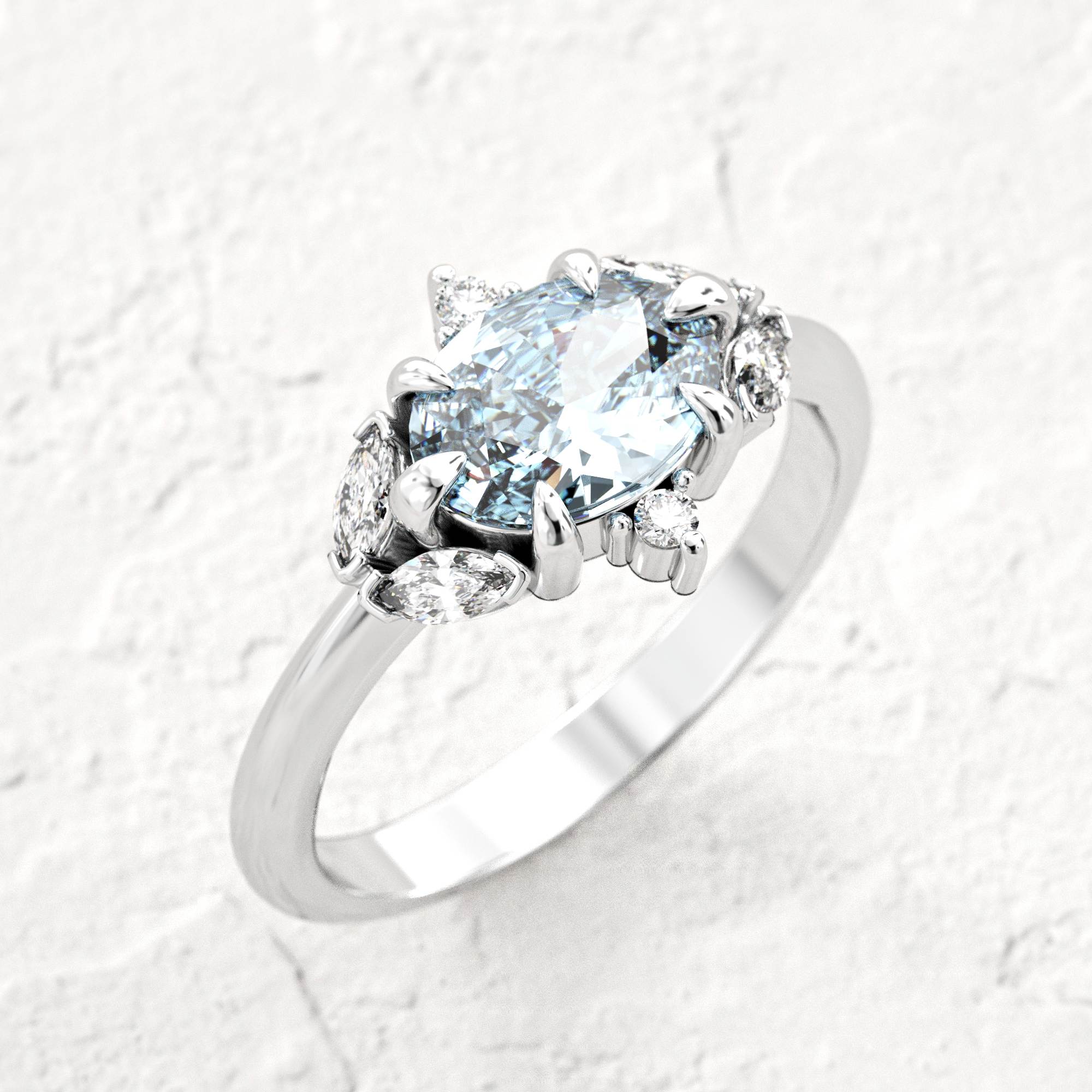 Darje ring - diamond and aquamarine ring 