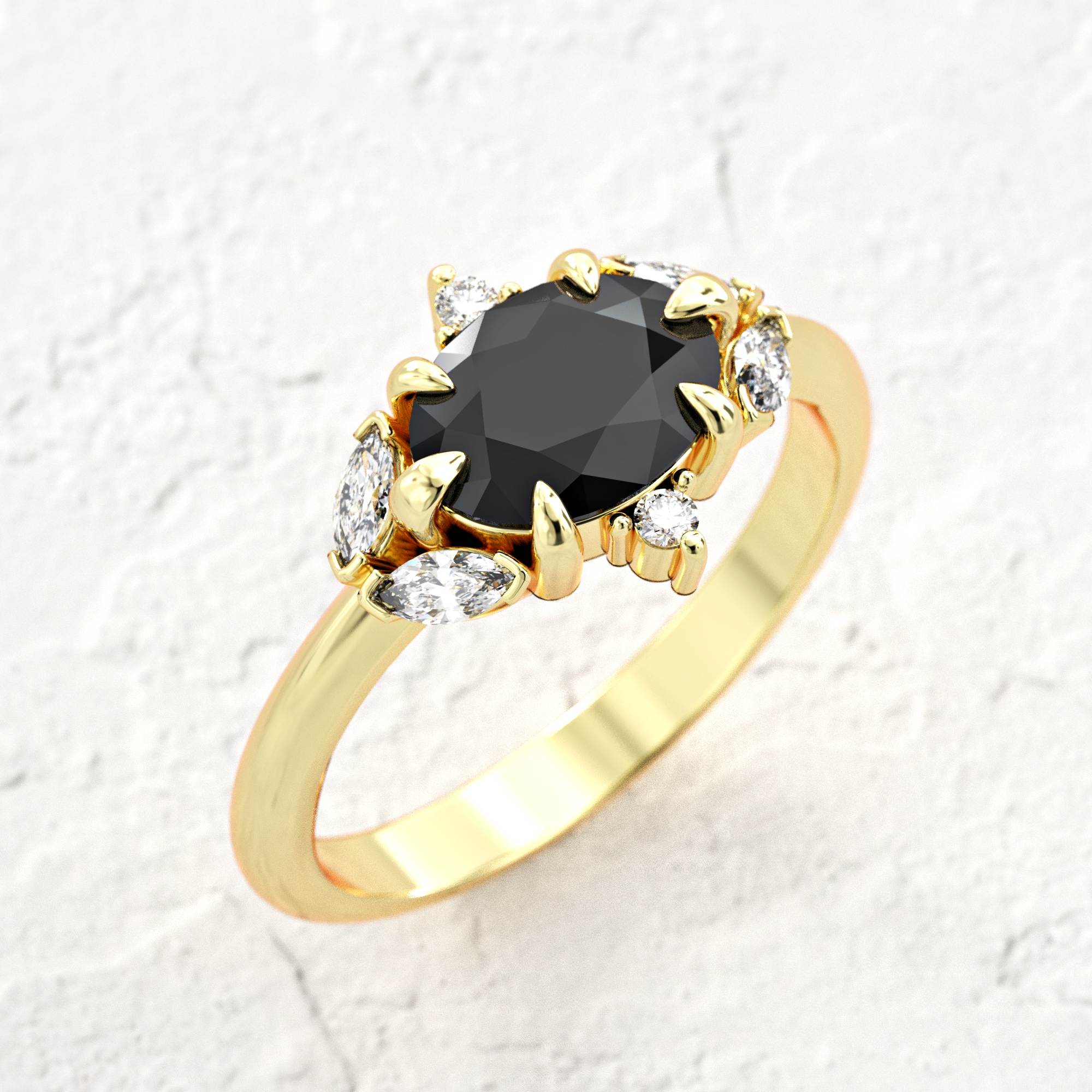 Darje ring - diamond and black sapphire ring 