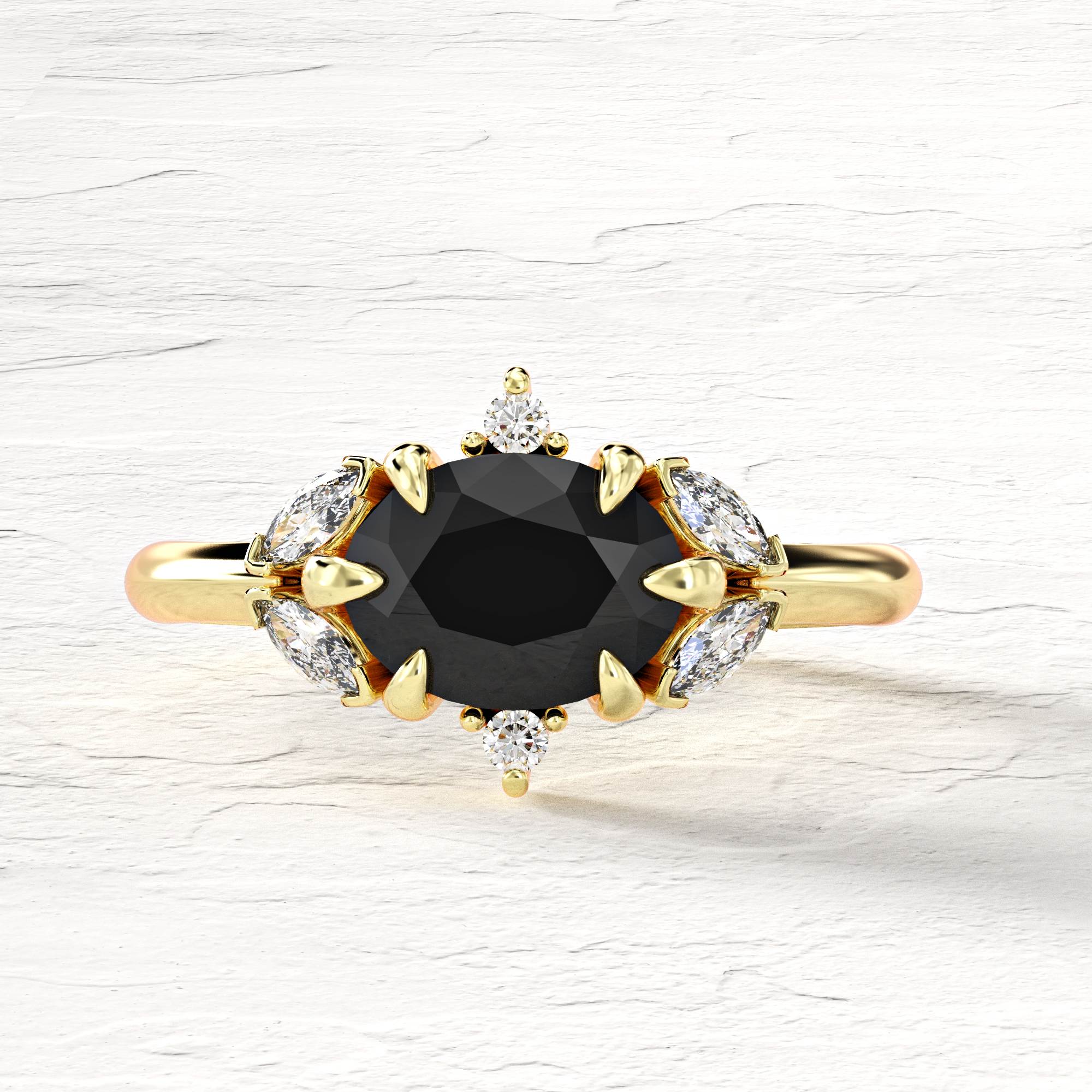 Darje ring - diamond and black sapphire ring 