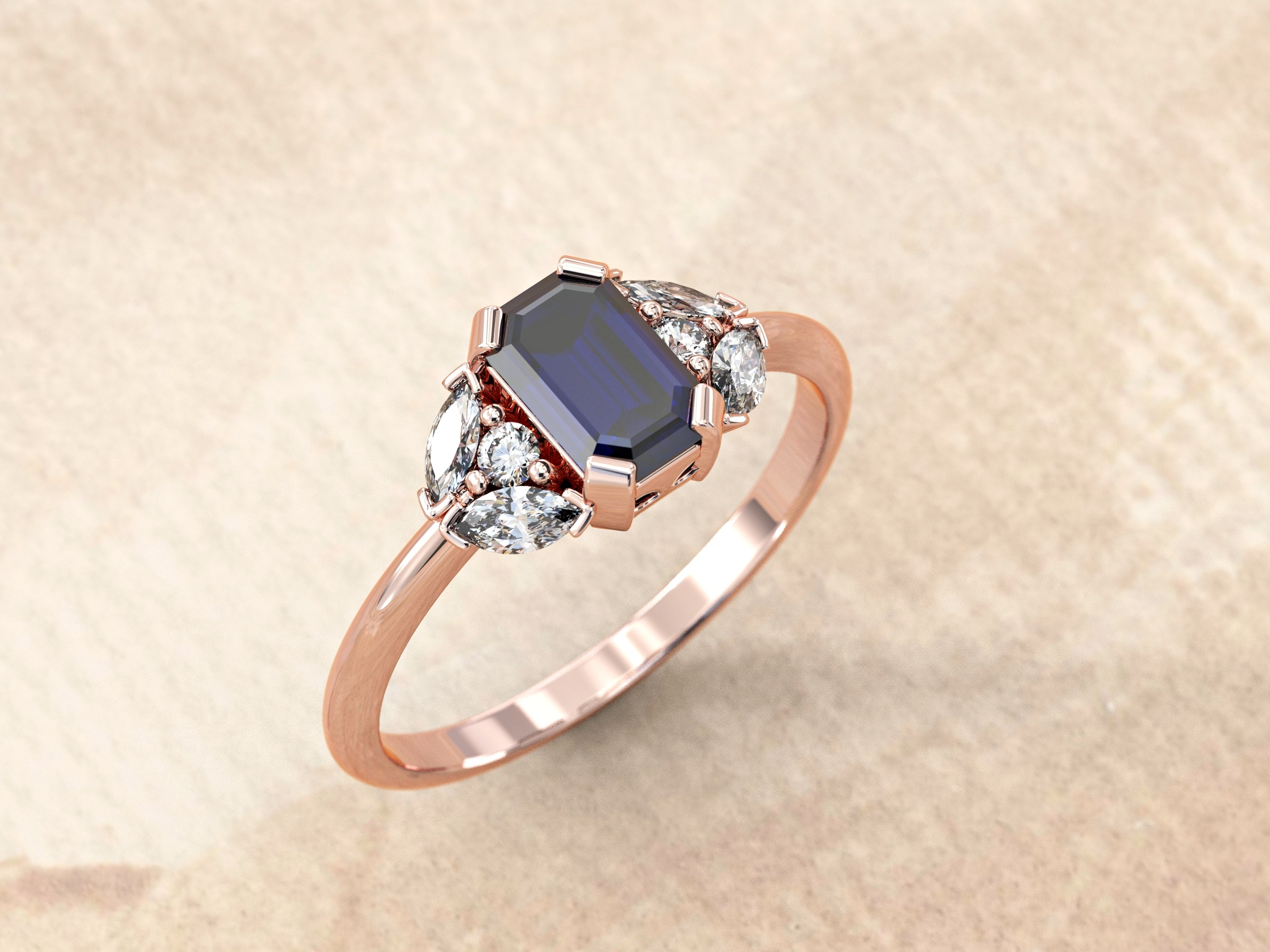 Capri - an engagement ring set with natural sapphires and diamonds