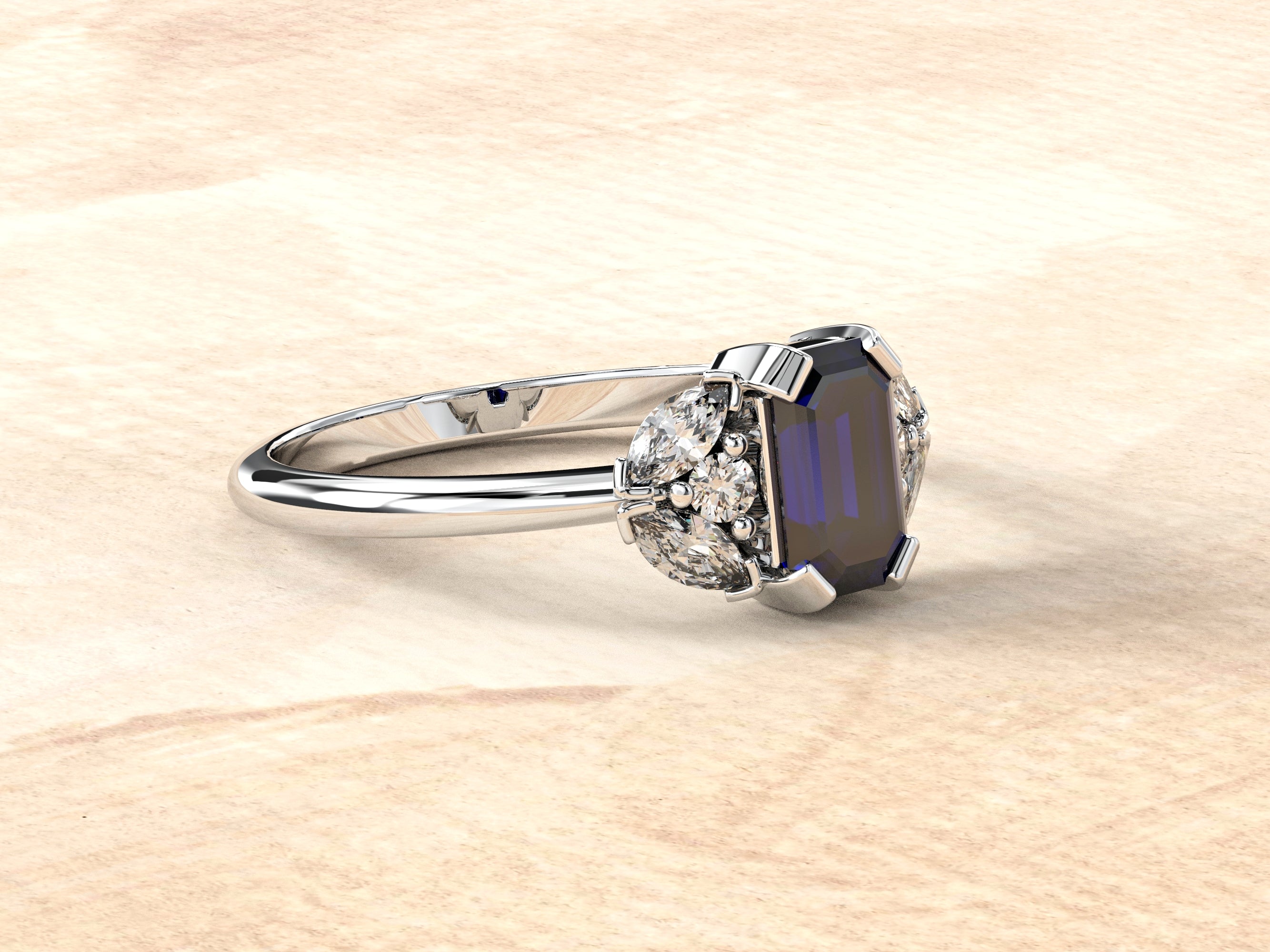 Capri - an engagement ring set with natural sapphires and diamonds