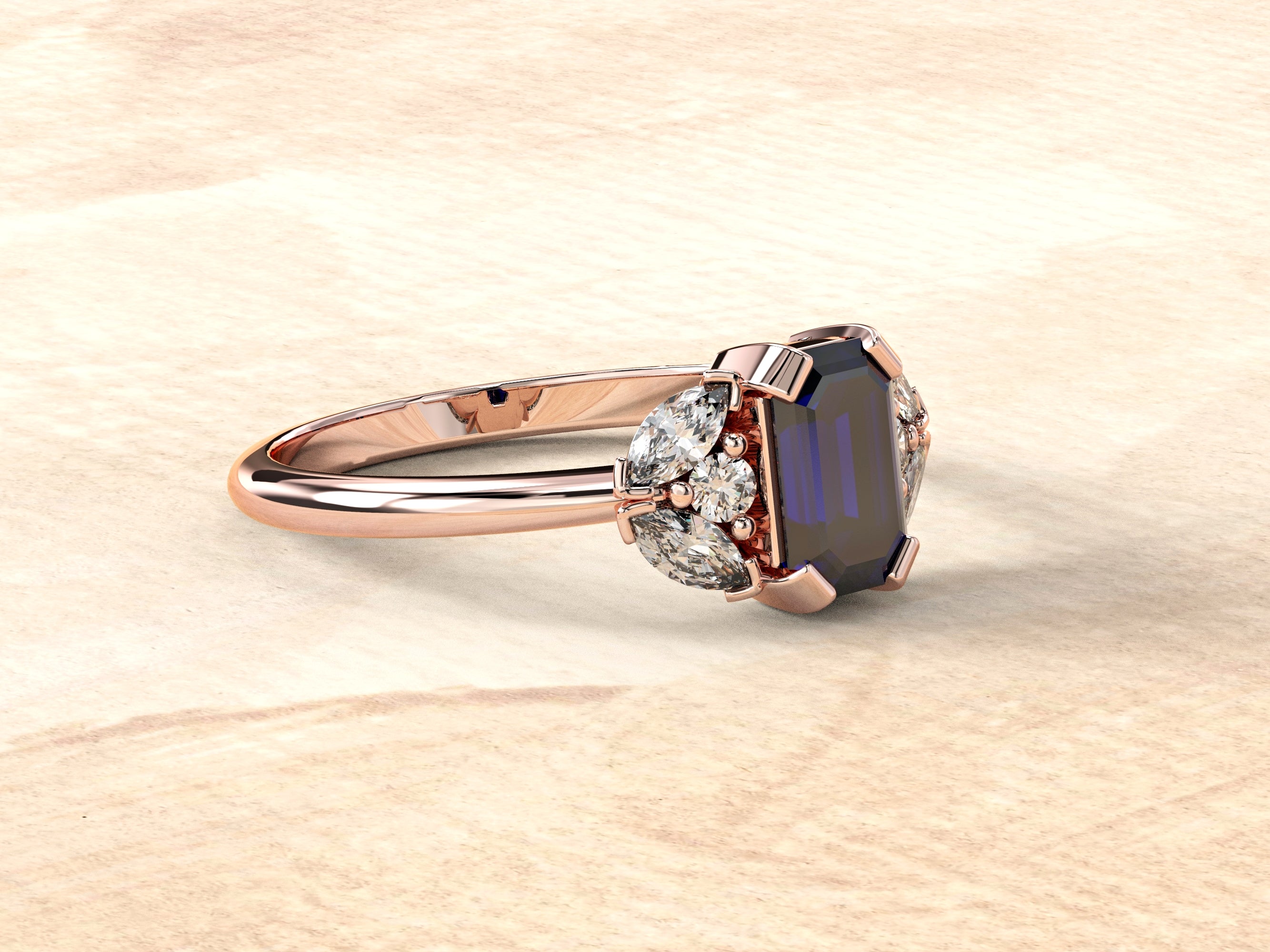 Capri - an engagement ring set with natural sapphires and diamonds