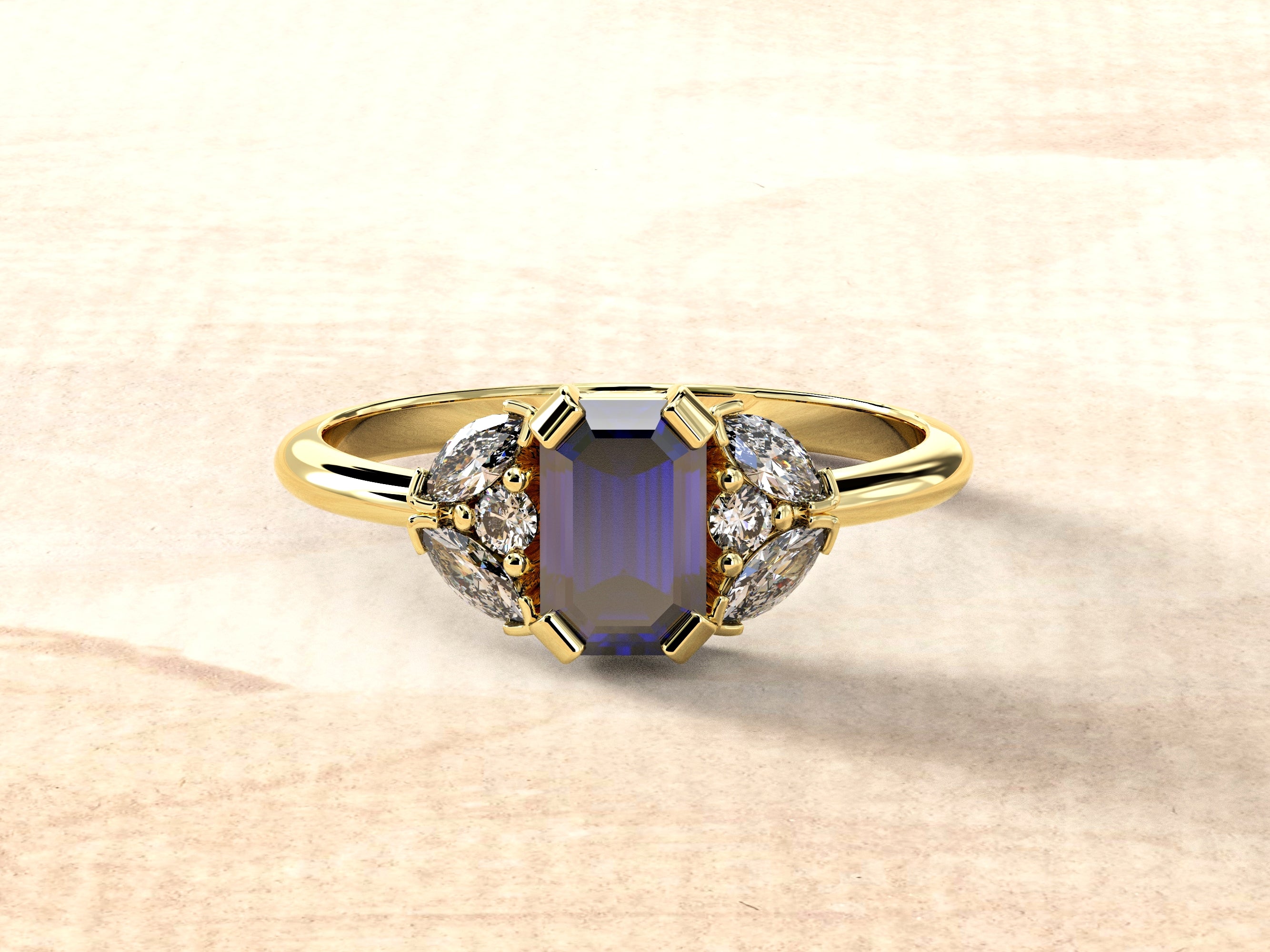 Capri - an engagement ring set with natural sapphires and diamonds